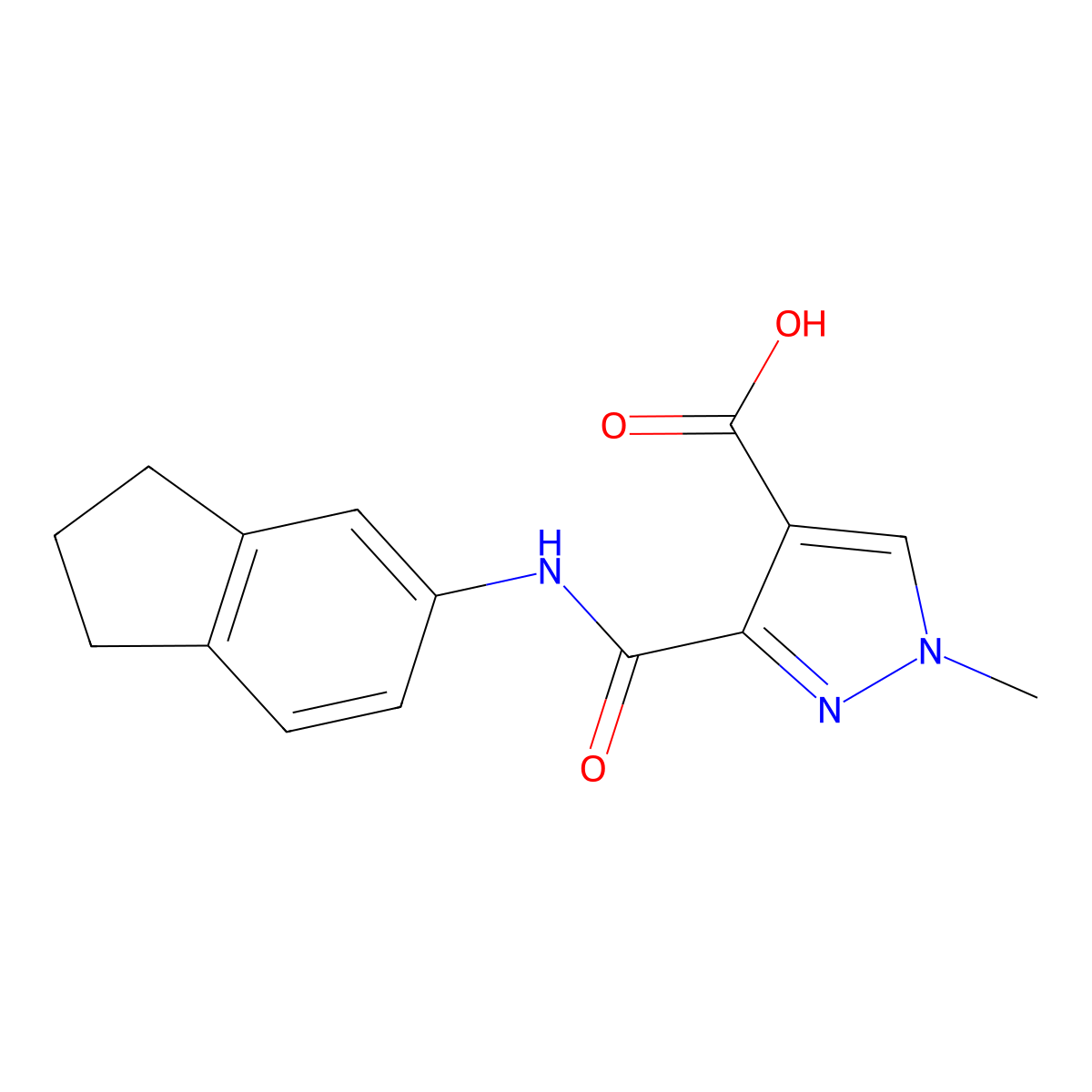 3-(N-indan-5-ylcarbamoyl)-1-methylpyrazole-4-carboxylic acid molecular structure, CAS 1171846-51-7