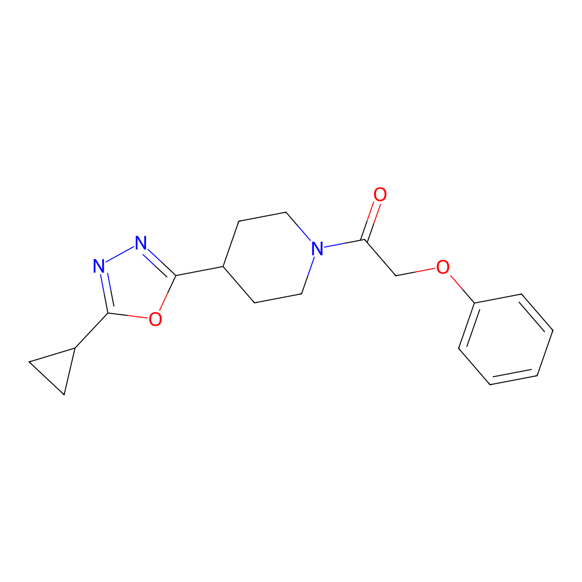 1-(4-(5-Cyclopropyl-1,3,4-oxadiazol-2-yl)piperidin-1-yl)-2-phenoxyethanone molecular structure, CAS 1171846-83-5