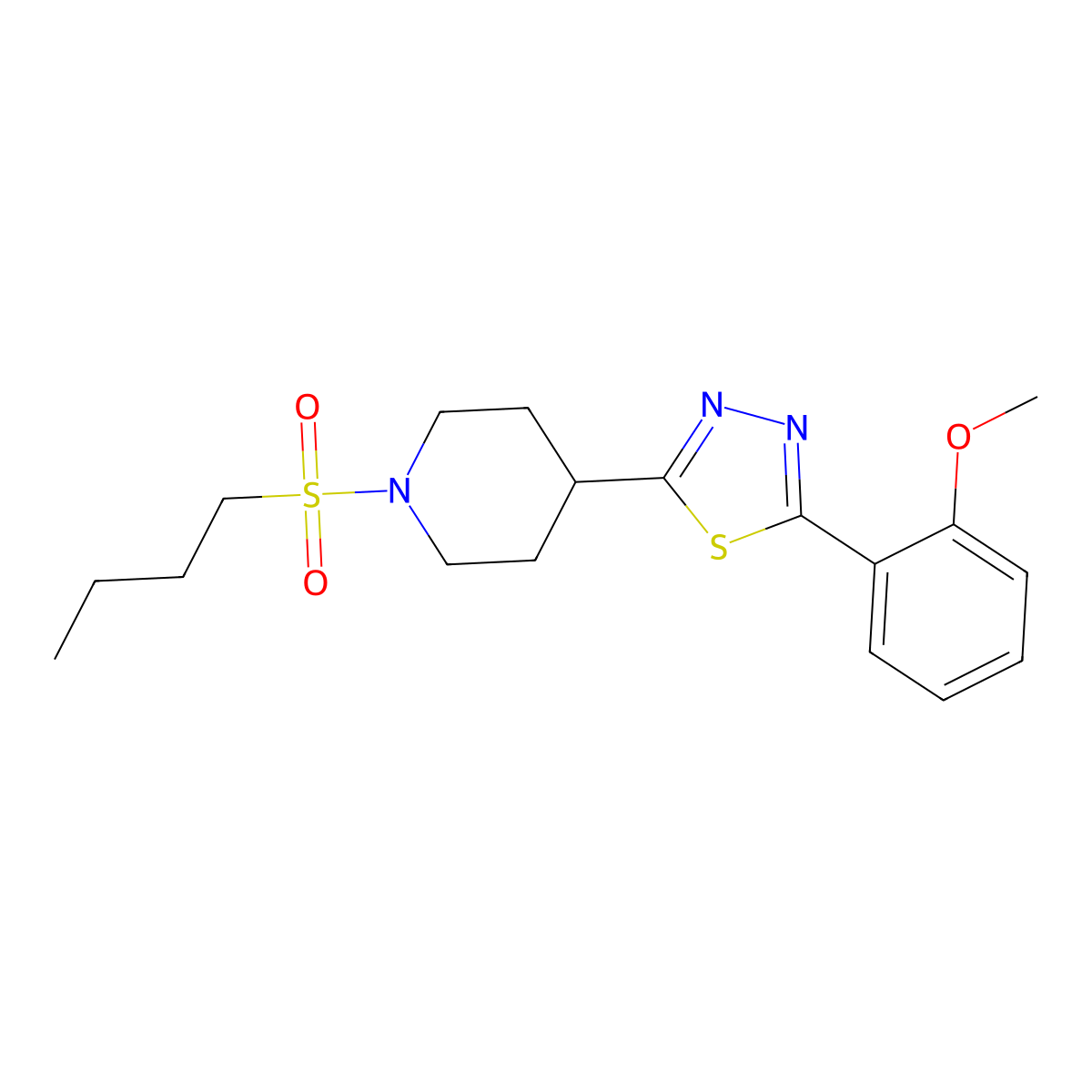 2-(1-(Butylsulfonyl)piperidin-4-yl)-5-(2-methoxyphenyl)-1,3,4-thiadiazole molecular structure, CAS 1171848-43-3