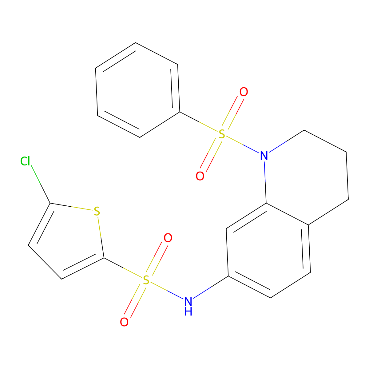 5-chloro-N-(1-(phenylsulfonyl)-1,2,3,4-tetrahydroquinolin-7-yl)thiophene-2-sulfonamide molecular structure, CAS 1171848-91-1