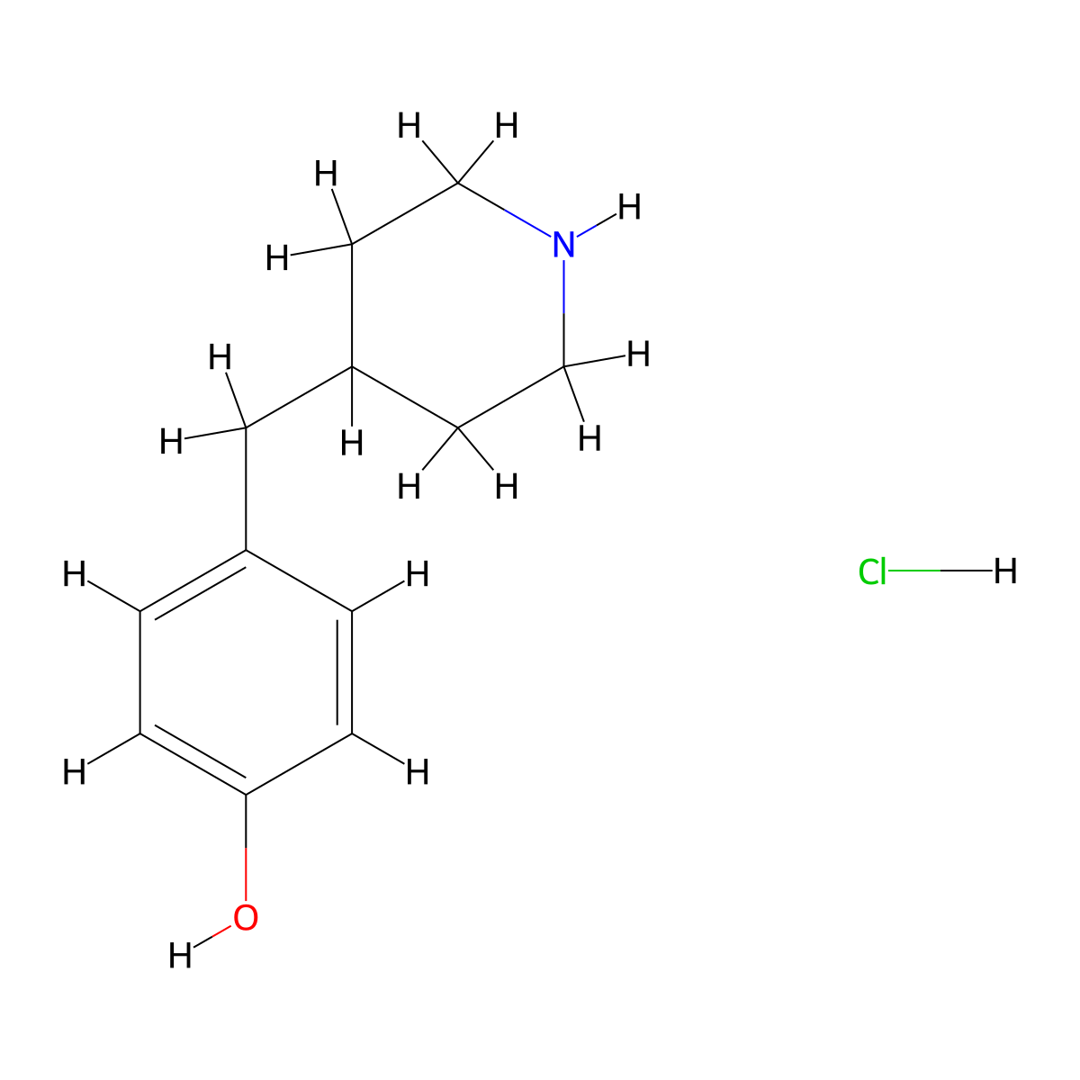 4-Piperidin-4-ylmethyl-phenol hydrochloride molecular structure, CAS 1171849-90-3