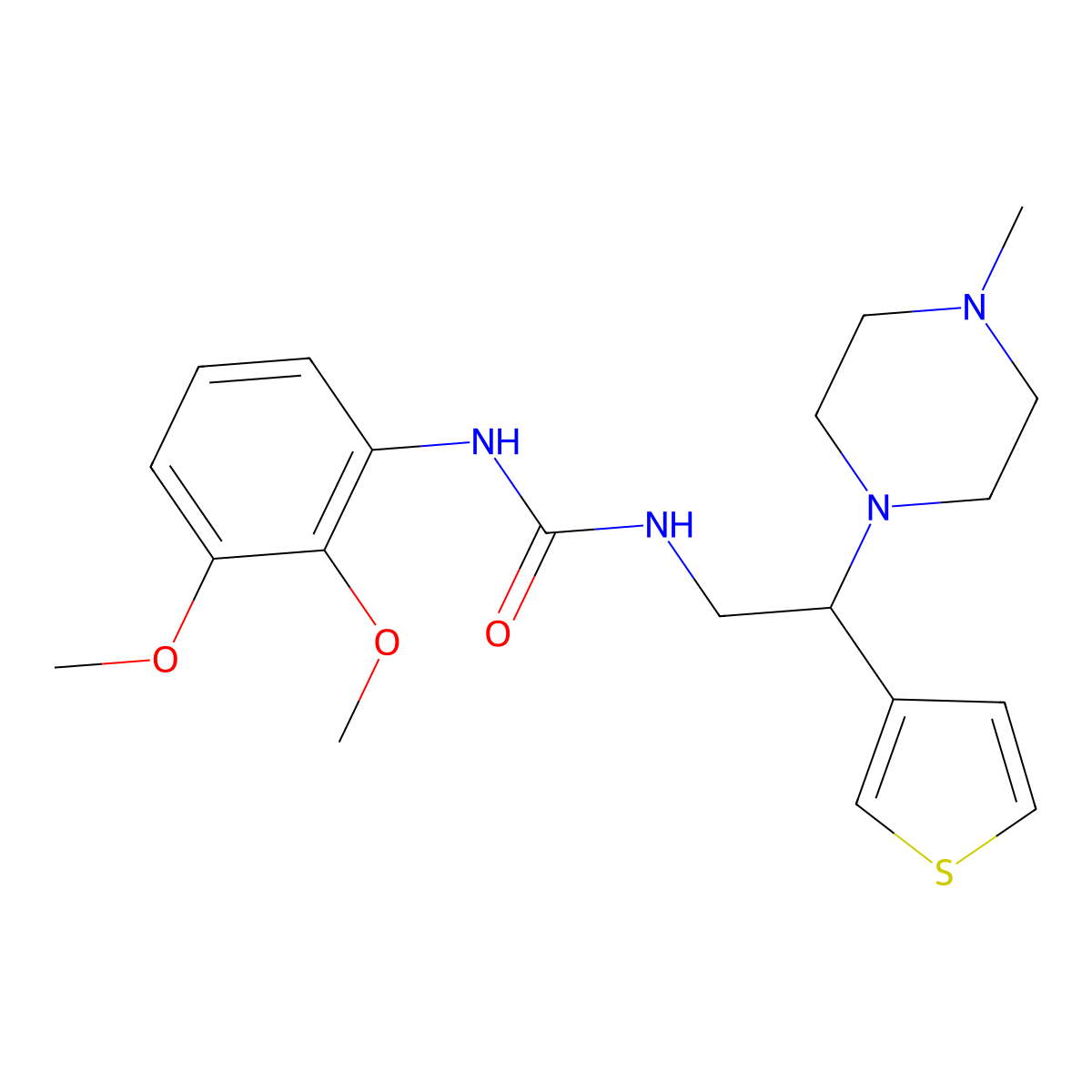 1-(2,3-Dimethoxyphenyl)-3-(2-(4-methylpiperazin-1-yl)-2-(thiophen-3-yl)ethyl)urea molecular structure, CAS 1171851-97-0