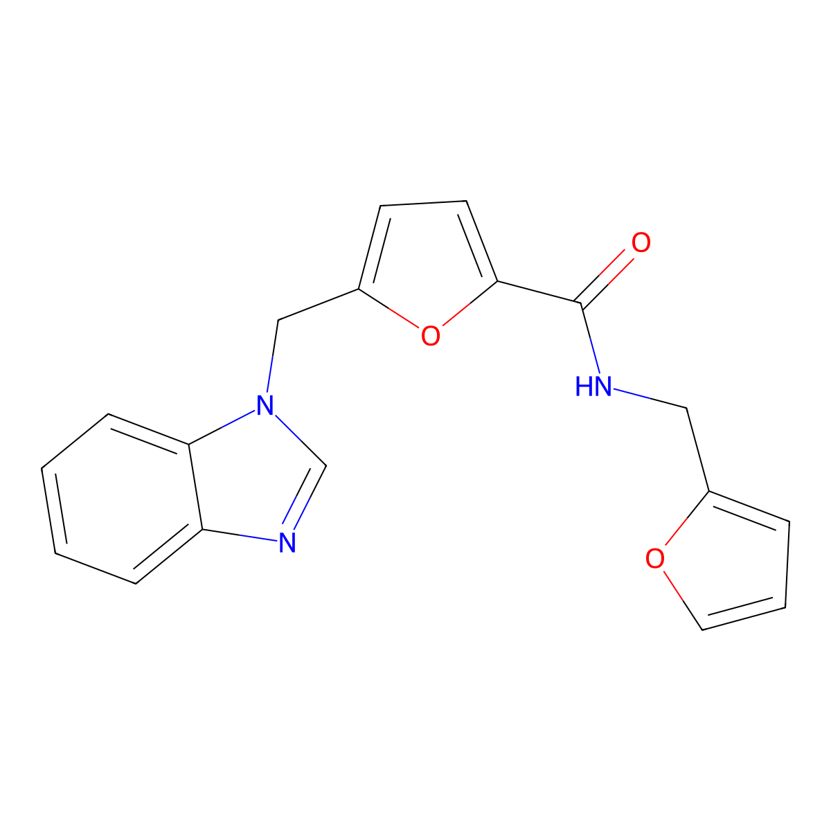 5-[(1H-1,3-benzodiazol-1-yl)methyl]-N-[(furan-2-yl)methyl]furan-2-carboxamide molecular structure, CAS 1171852-70-2