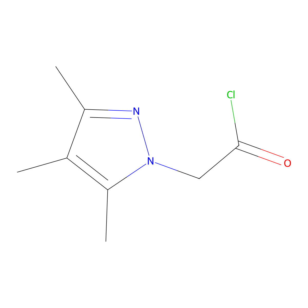 (3,4,5-trimethyl-1H-pyrazol-1-yl)acetyl chloride molecular structure, CAS 1171855-00-7