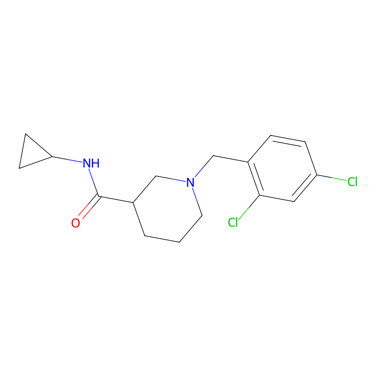 N-cyclopropyl-1-[(2,4-dichlorophenyl)methyl]piperidine-3-carboxamide molecular structure, CAS 1171856-36-2