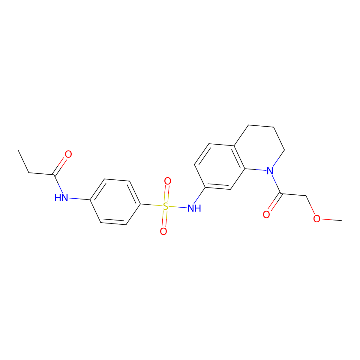 N-(4-(N-(1-(2-methoxyacetyl)-1,2,3,4-tetrahydroquinolin-7-yl)sulfamoyl)phenyl)propionamide molecular structure, CAS 1171857-79-6