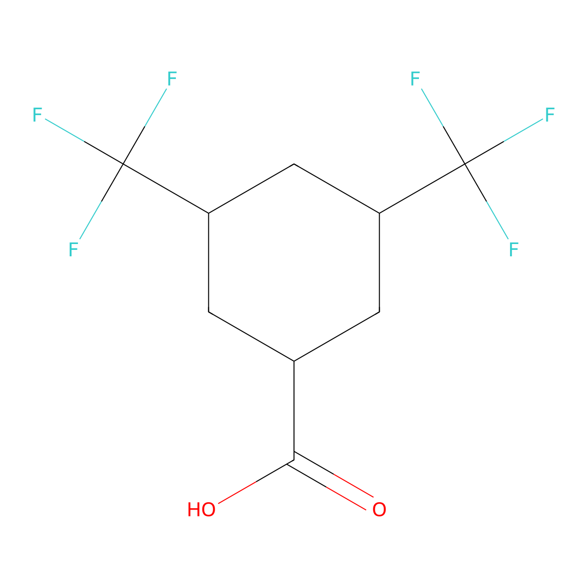 3,5-Bis(trifluoromethyl)cyclohexane-1-carboxylic acid molecular structure, CAS 117186-04-6