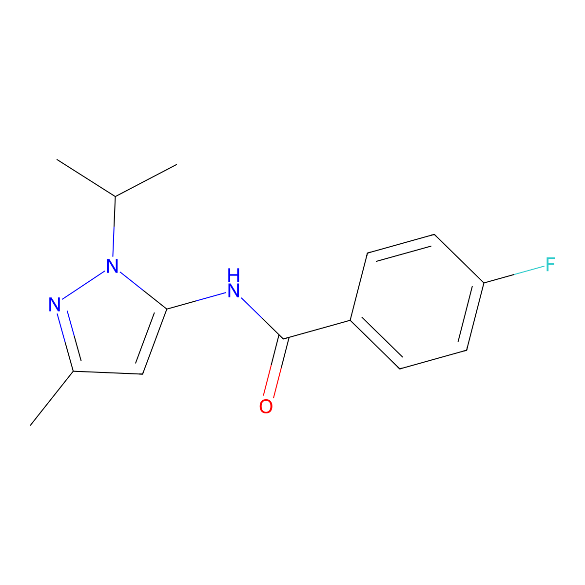 4-fluoro-N-(1-isopropyl-3-methyl-1H-pyrazol-5-yl)benzamide molecular structure, CAS 1171860-76-6