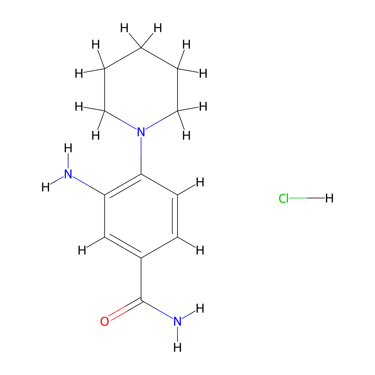 3-Amino-4-piperidin-1-ylbenzamide hydrochloride molecular structure, CAS 1171863-21-0