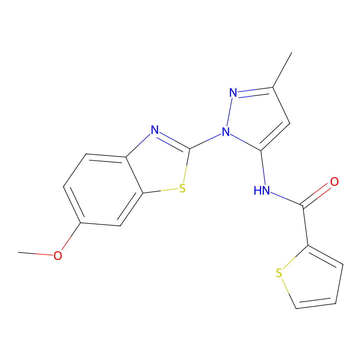 N-(1-(6-methoxybenzo[d]thiazol-2-yl)-3-methyl-1H-pyrazol-5-yl)thiophene-2-carboxamide molecular structure, CAS 1171864-66-6