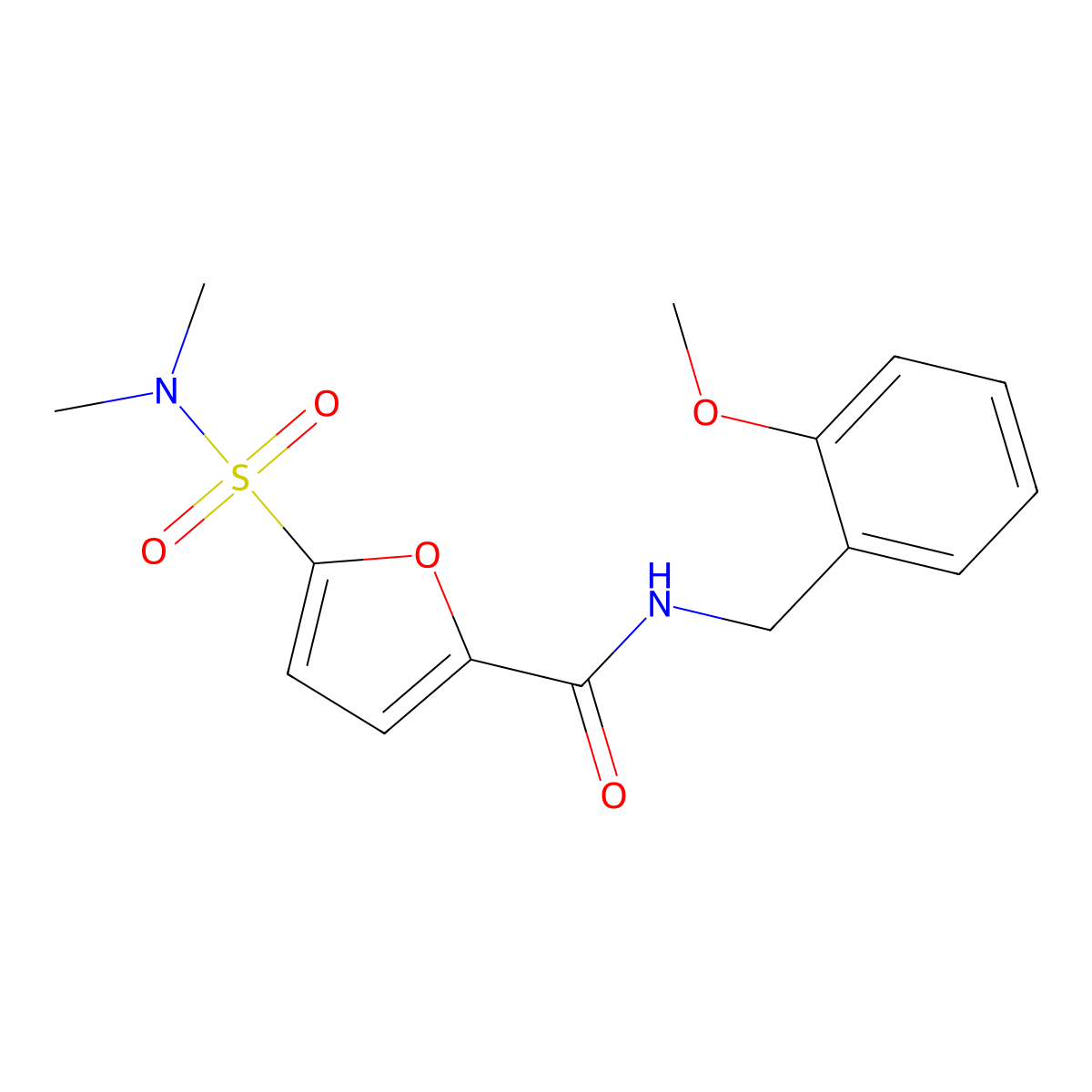 5-(N,N-dimethylsulfamoyl)-N-(2-methoxybenzyl)furan-2-carboxamide molecular structure, CAS 1171864-73-5