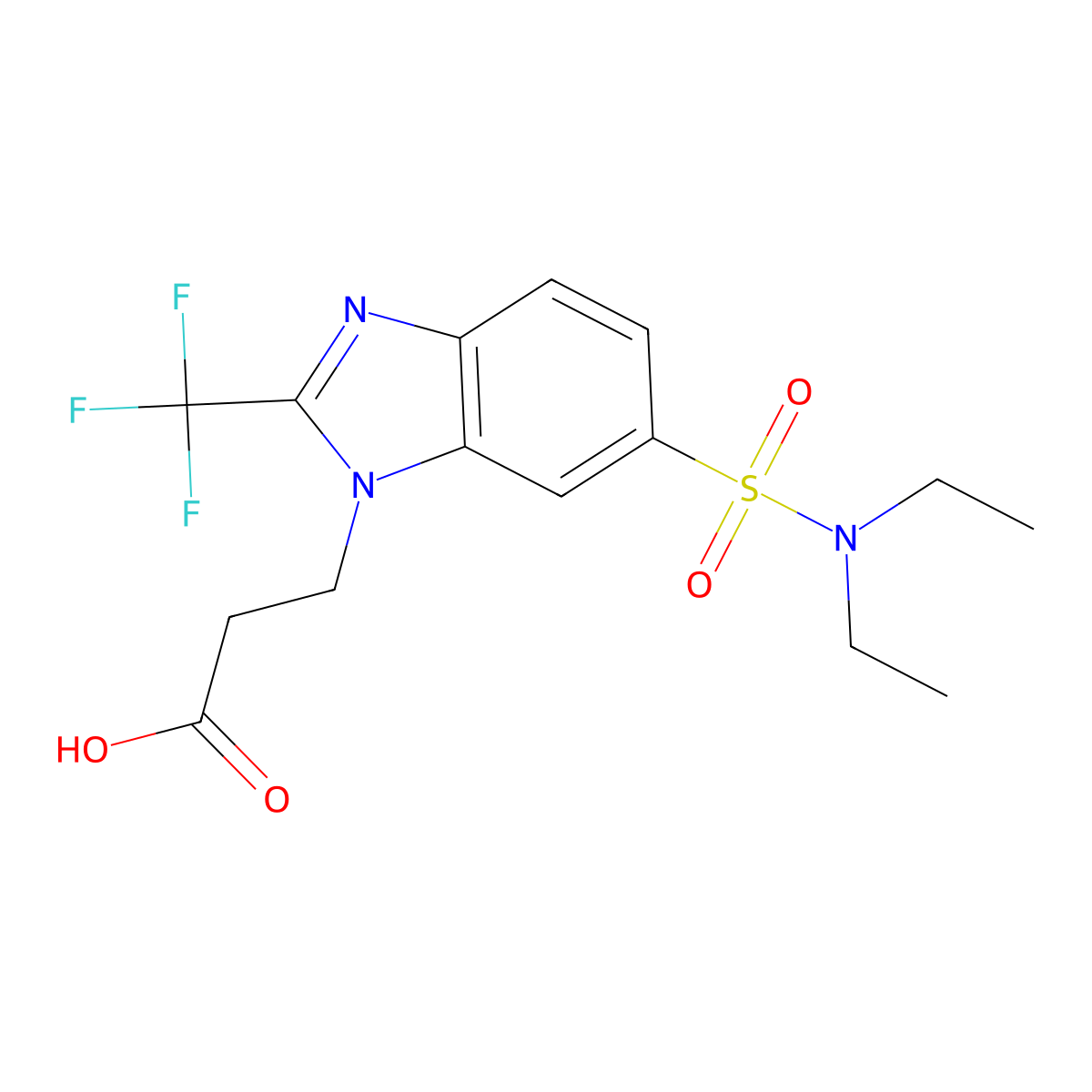 3-[6-[(Diethylamino)sulfonyl]-2-(trifluoromethyl)-1H-benzimidazol-1-yl]propanoic acid molecular structure, CAS 1171865-50-1