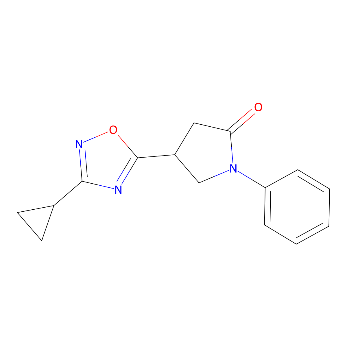 4-(3-Cyclopropyl-1,2,4-oxadiazol-5-yl)-1-phenylpyrrolidin-2-one molecular structure, CAS 1171866-02-6