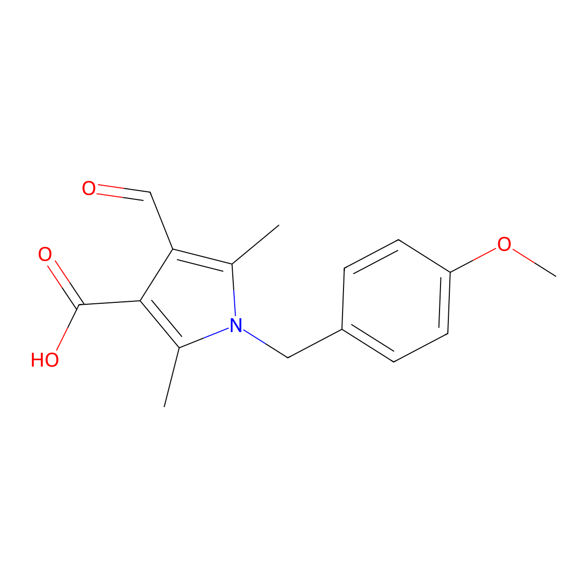 4-Formyl-1-(4-methoxybenzyl)-2,5-dimethyl-1H-pyrrole-3-carboxylic acid molecular structure, CAS 1171868-54-4