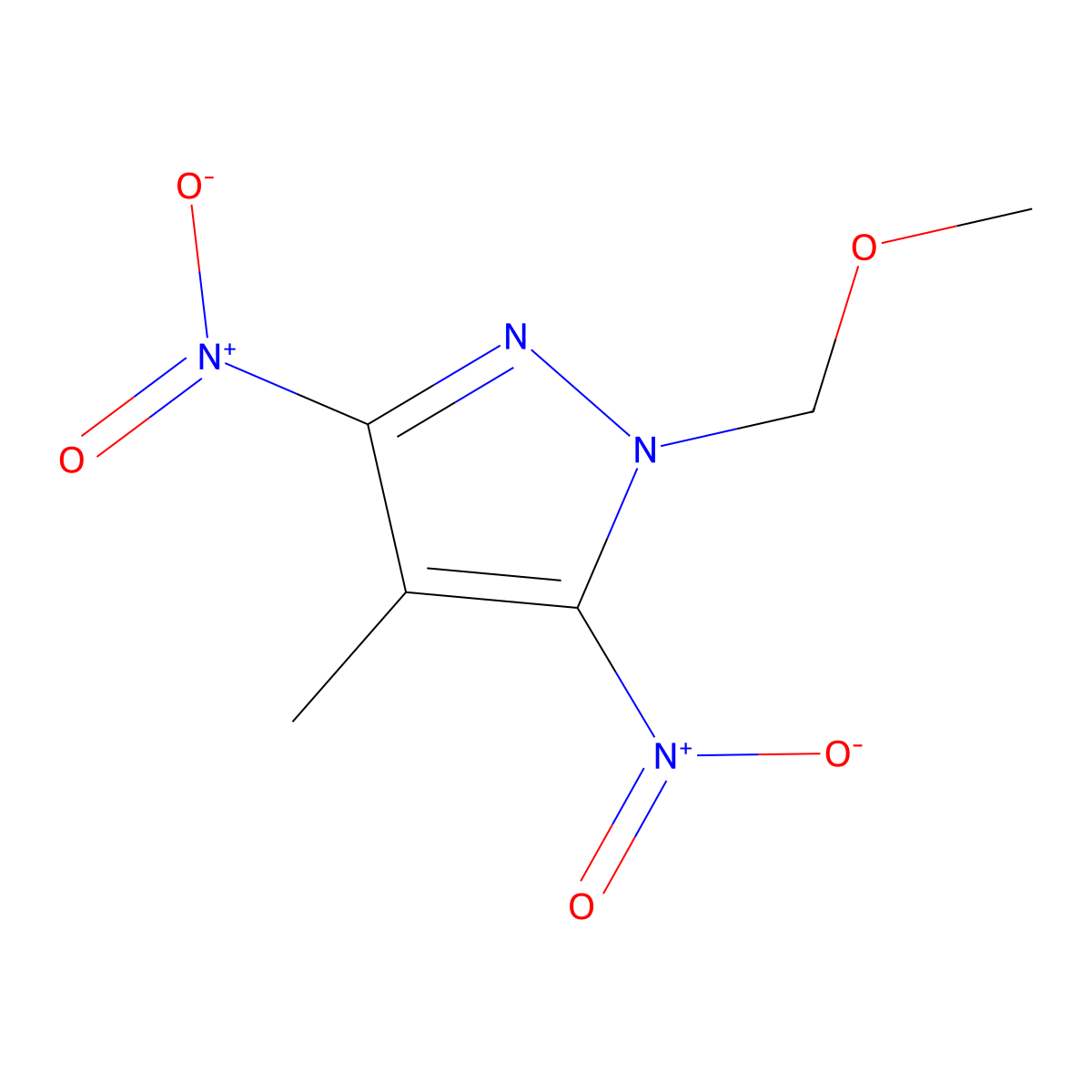 1-(methoxymethyl)-4-methyl-3,5-dinitro-1H-pyrazole molecular structure, CAS 1171870-80-6