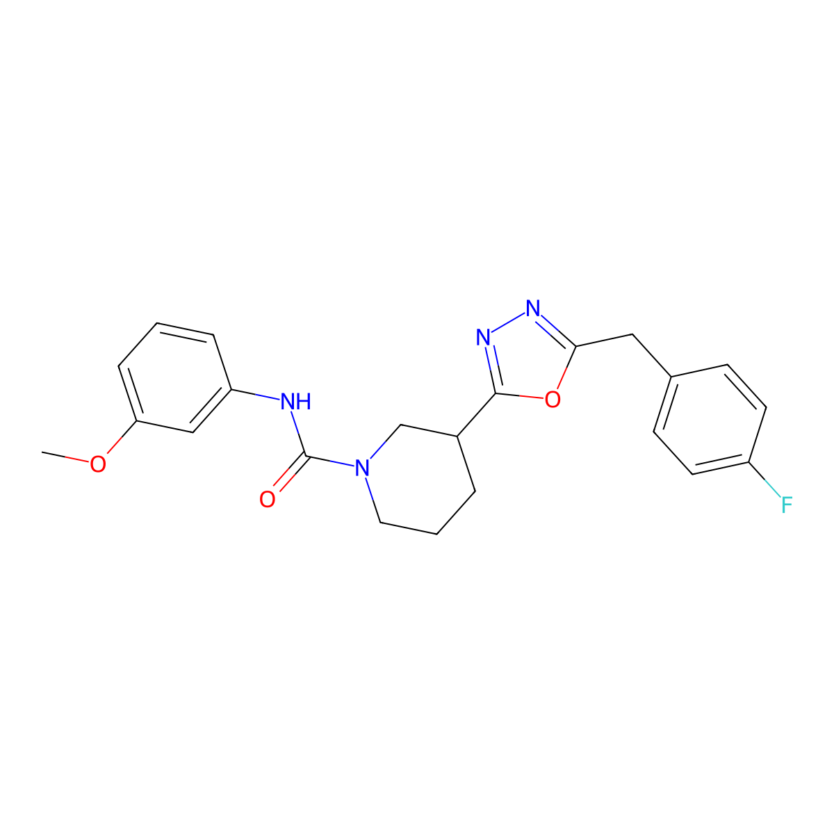 3-(5-(4-fluorobenzyl)-1,3,4-oxadiazol-2-yl)-N-(3-methoxyphenyl)piperidine-1-carboxamide molecular structure, CAS 1171872-21-1