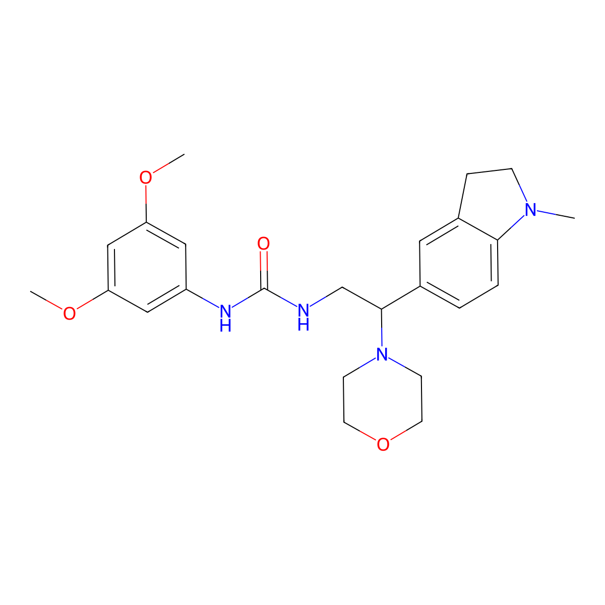 1-(3,5-Dimethoxyphenyl)-3-(2-(1-methylindolin-5-yl)-2-morpholinoethyl)urea molecular structure, CAS 1171873-64-5