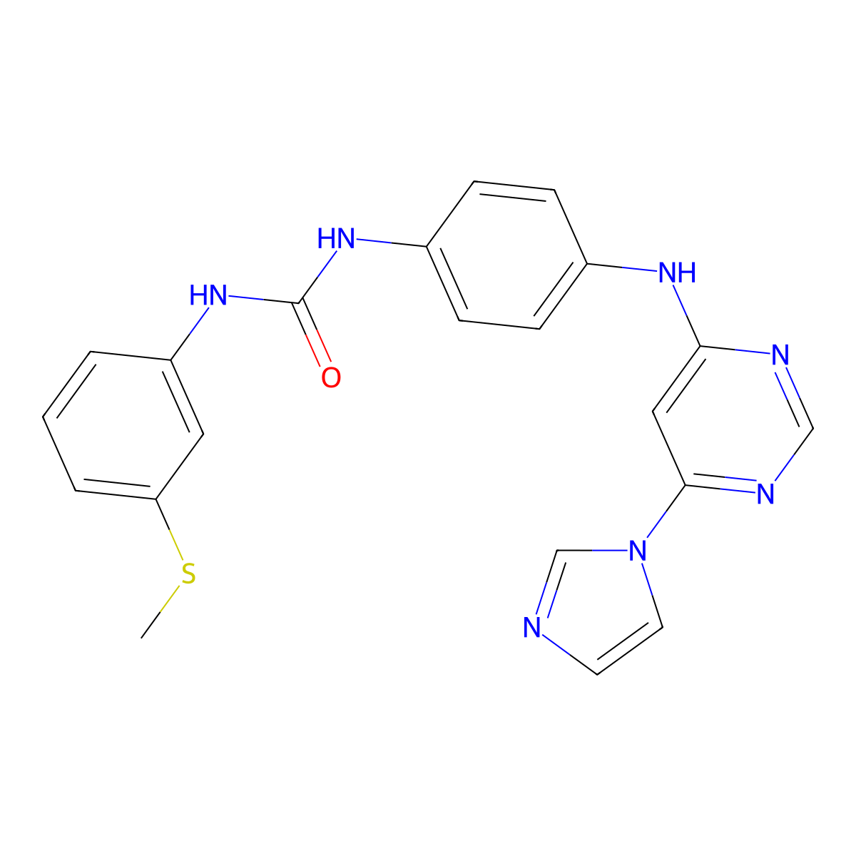 1-(4-((6-(1H-imidazol-1-yl)pyrimidin-4-yl)amino)phenyl)-3-(3-(methylthio)phenyl)urea molecular structure, CAS 1171873-68-9