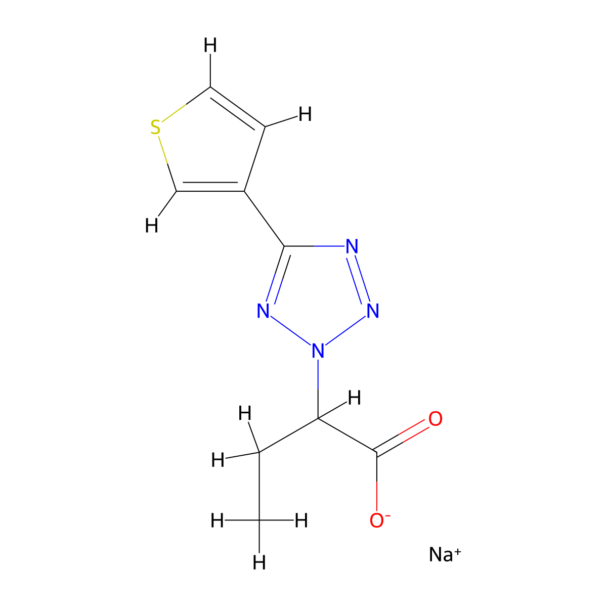 sodium 2-[5-(thiophen-3-yl)-2H-1,2,3,4-tetrazol-2-yl]butanoate molecular structure, CAS 1171875-84-5