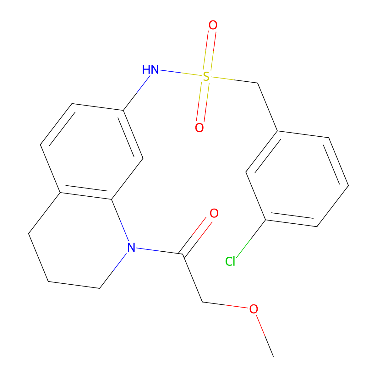 1-(3-chlorophenyl)-N-[1-(2-methoxyacetyl)-1,2,3,4-tetrahydroquinolin-7-yl]methanesulfonamide molecular structure, CAS 1171877-26-1