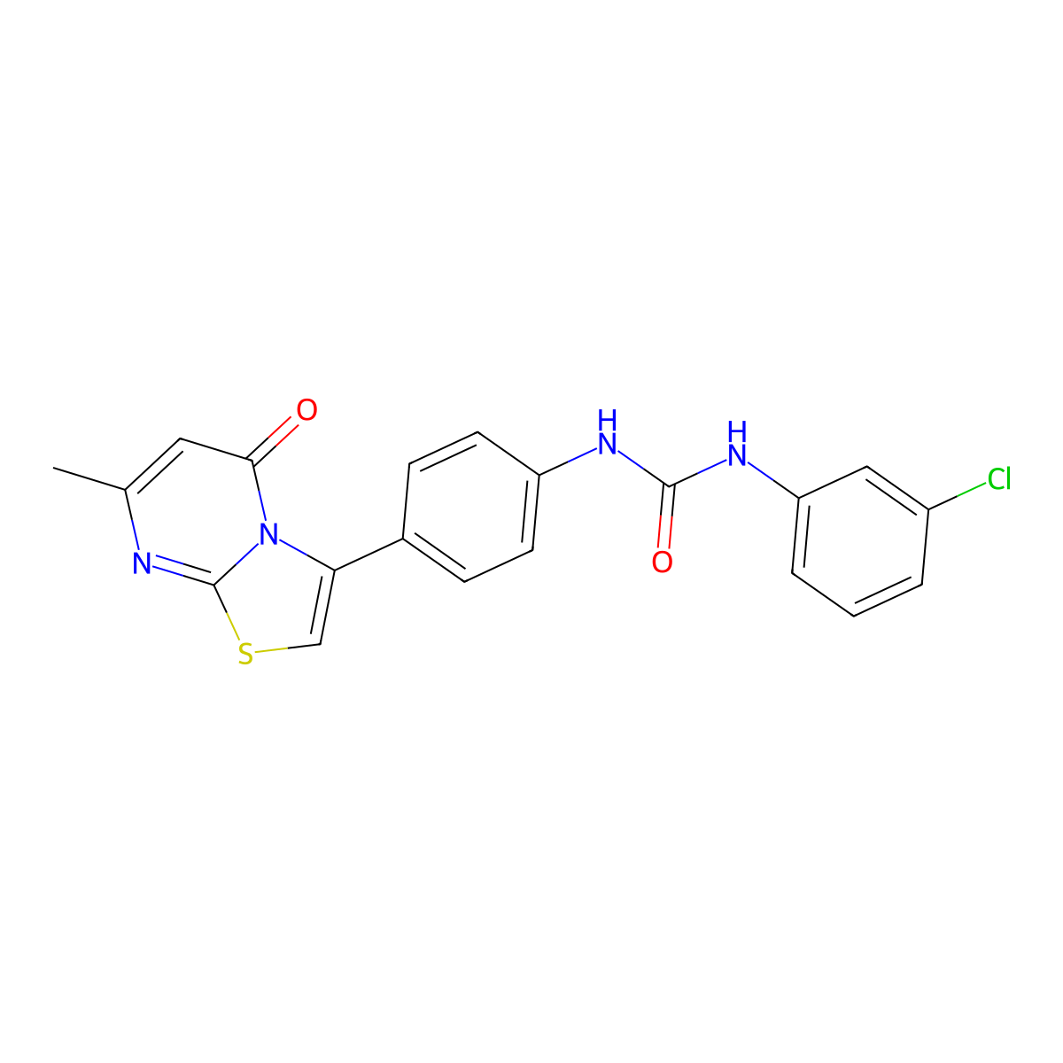 1-(3-chlorophenyl)-3-(4-(7-methyl-5-oxo-5H-thiazolo[3,2-a]pyrimidin-3-yl)phenyl)urea molecular structure, CAS 1171878-96-8
