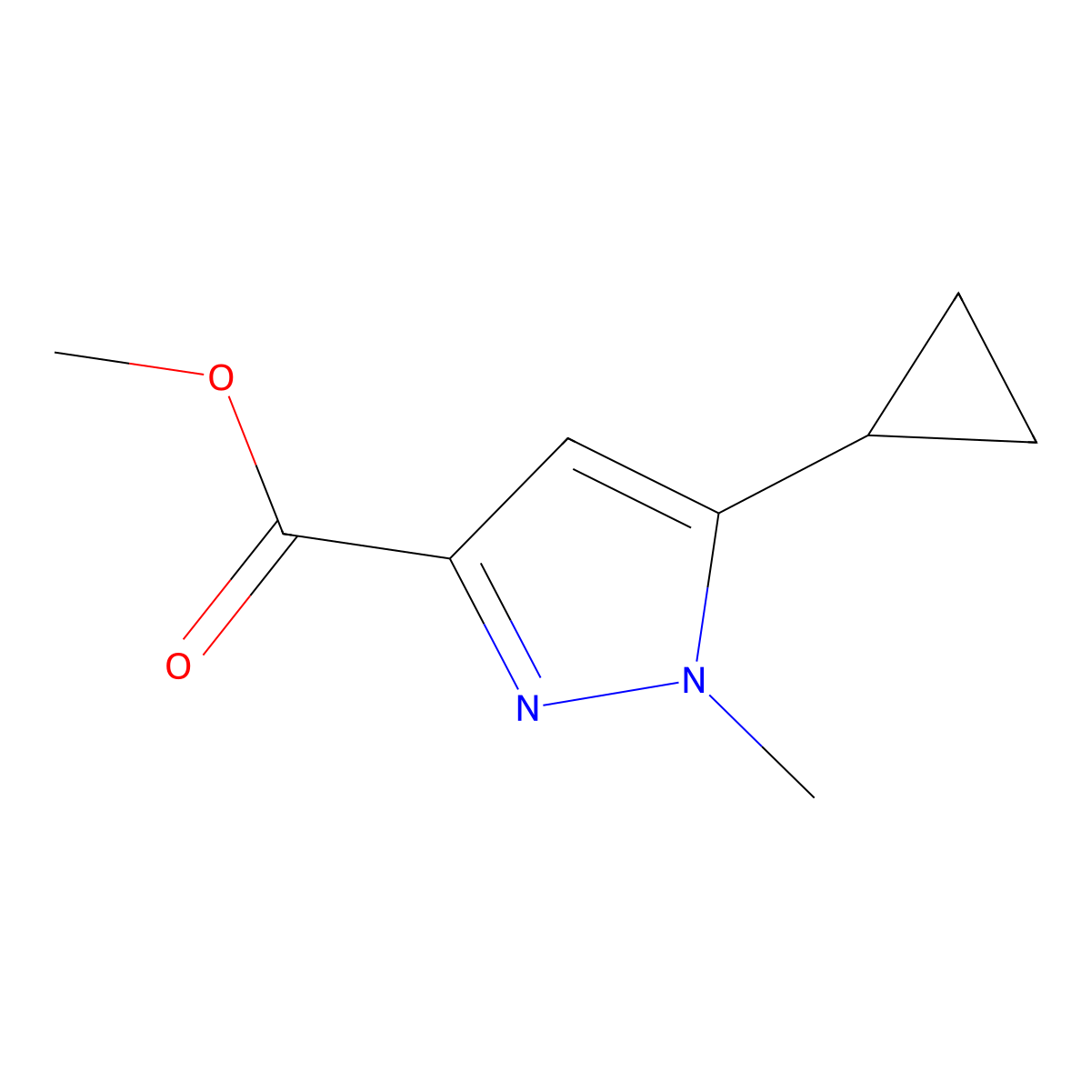 methyl 5-cyclopropyl-1-methyl-1H-pyrazole-3-carboxylate molecular structure, CAS 1171882-06-6
