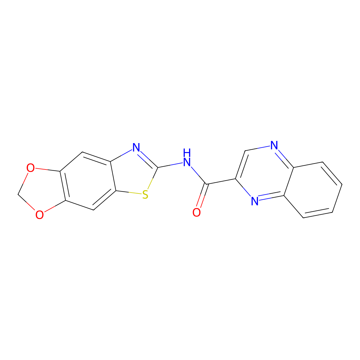 N-{4,6-dioxa-10-thia-12-azatricyclo[7.3.0.0^{3,7}]dodeca-1(9),2,7,11-tetraen-11-yl}quinoxaline-2-carboxamide molecular structure, CAS 1171882-25-9
