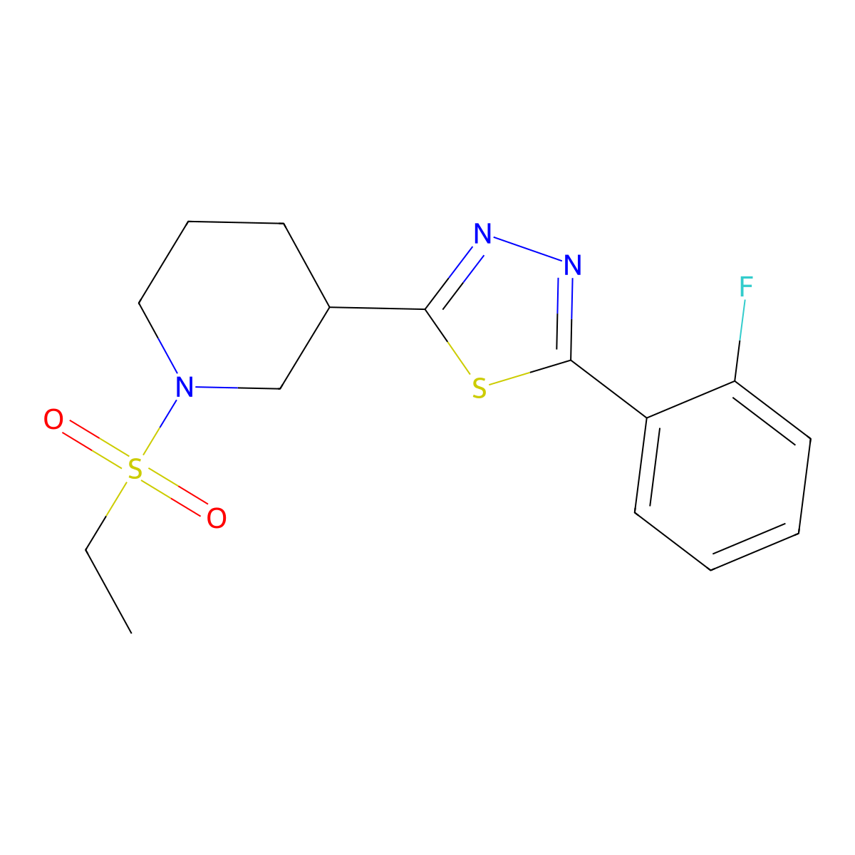 2-(1-(Ethylsulfonyl)piperidin-3-yl)-5-(2-fluorophenyl)-1,3,4-thiadiazole molecular structure, CAS 1171882-39-5