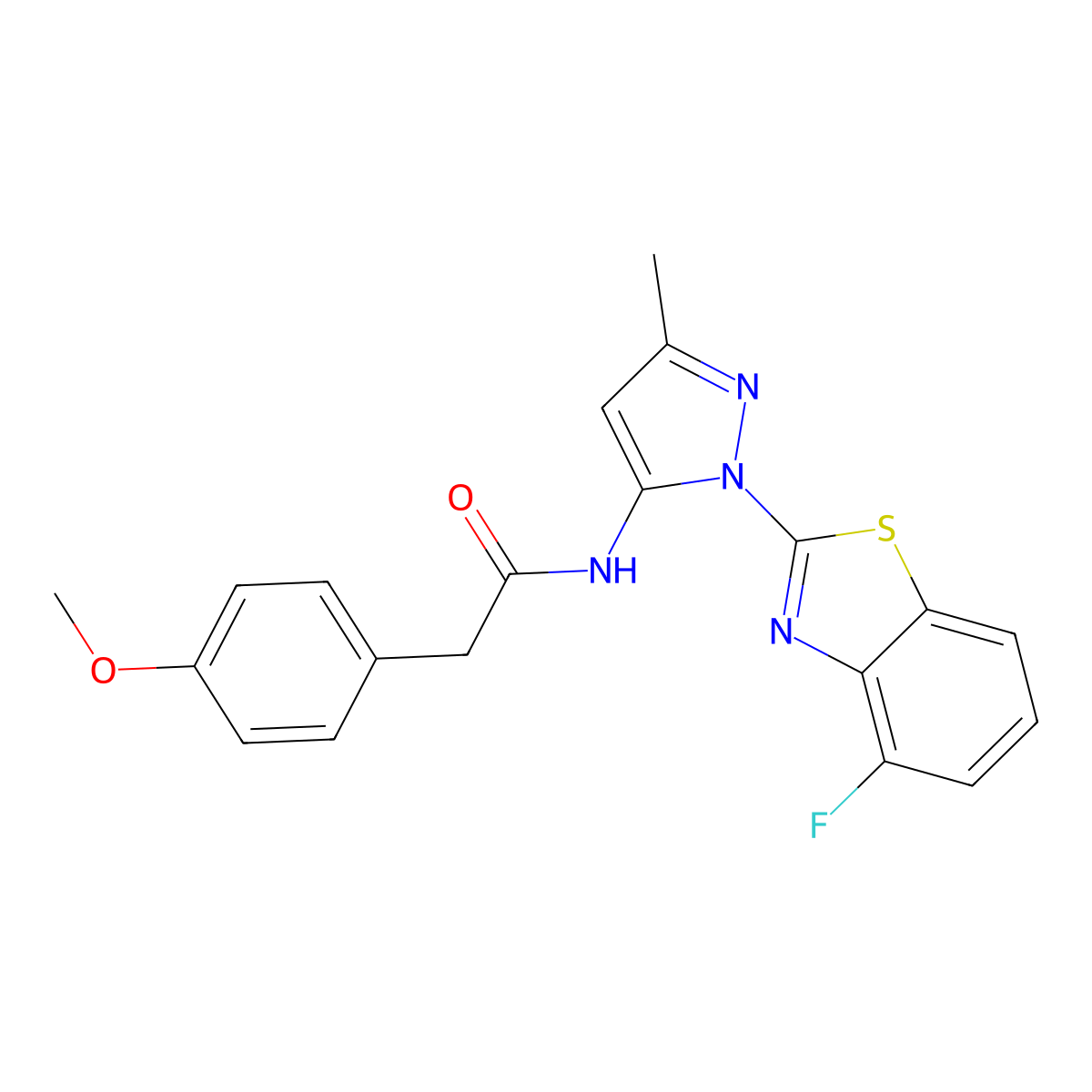 N-(1-(4-fluorobenzo[d]thiazol-2-yl)-3-methyl-1H-pyrazol-5-yl)-2-(4-methoxyphenyl)acetamide molecular structure, CAS 1171883-90-1