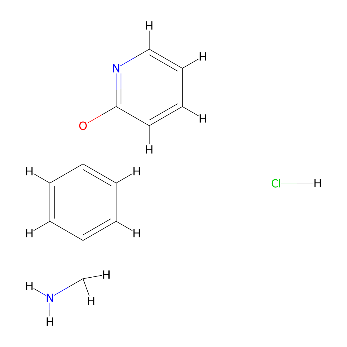 [4-(Pyridin-2-yloxy)phenyl]methanamine hydrochloride molecular structure, CAS 1171884-78-8
