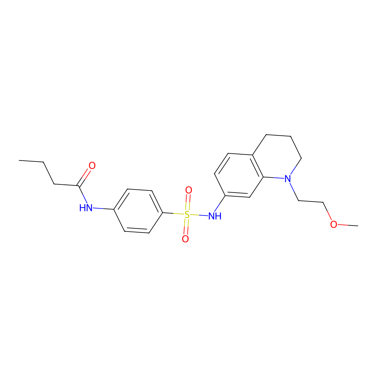 N-(4-(N-(1-(2-methoxyethyl)-1,2,3,4-tetrahydroquinolin-7-yl)sulfamoyl)phenyl)butyramide molecular structure, CAS 1171885-06-5
