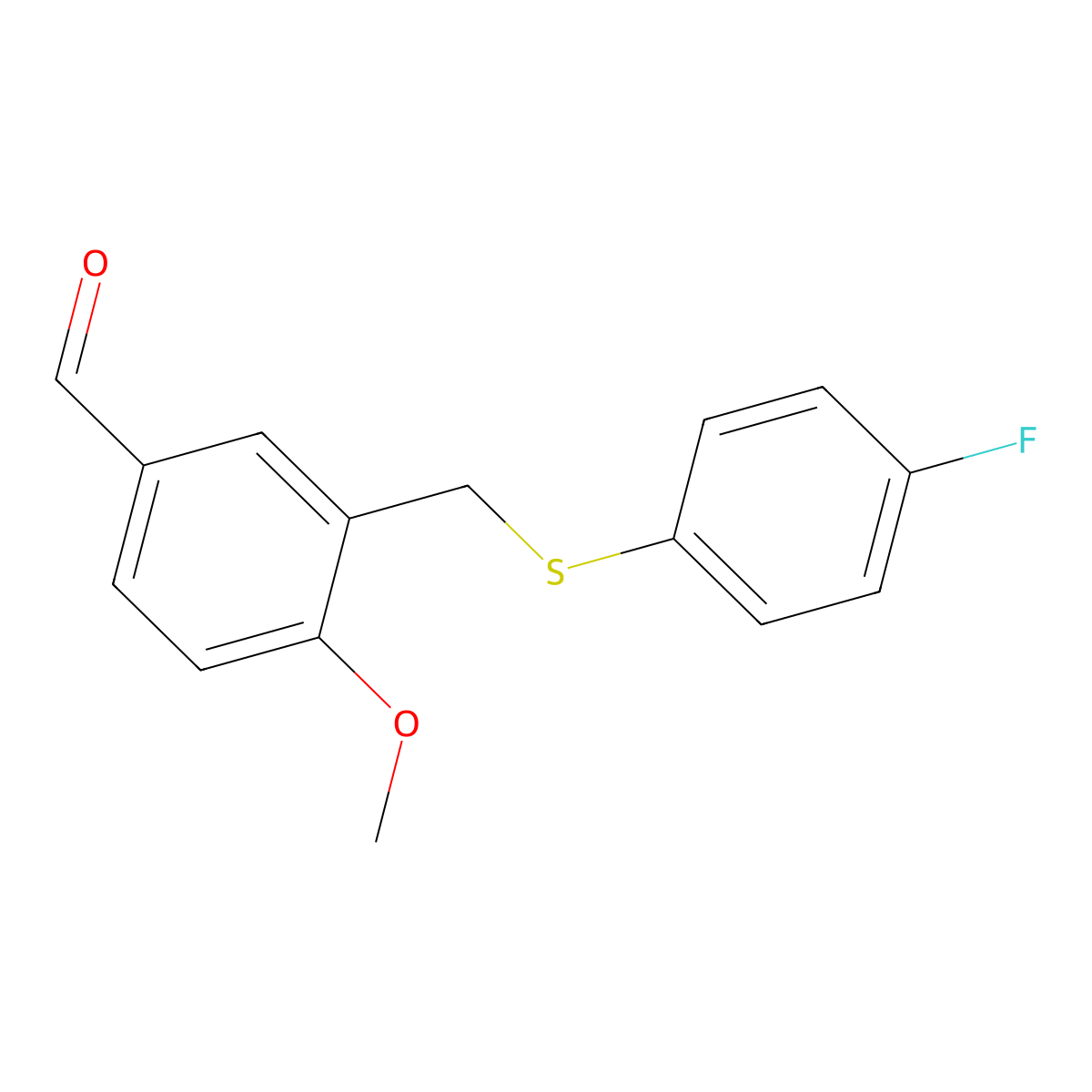 3-{[(4-Fluorophenyl)thio]methyl}-4-methoxybenzaldehyde molecular structure, CAS 1171886-70-6