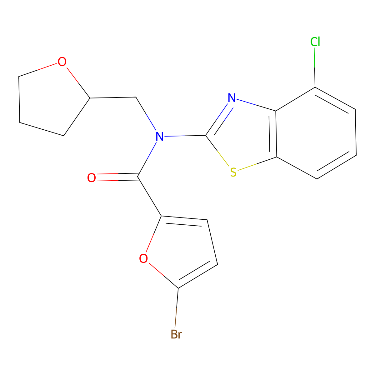 5-bromo-N-(4-chlorobenzo[d]thiazol-2-yl)-N-((tetrahydrofuran-2-yl)methyl)furan-2-carboxamide molecular structure, CAS 1171889-67-0