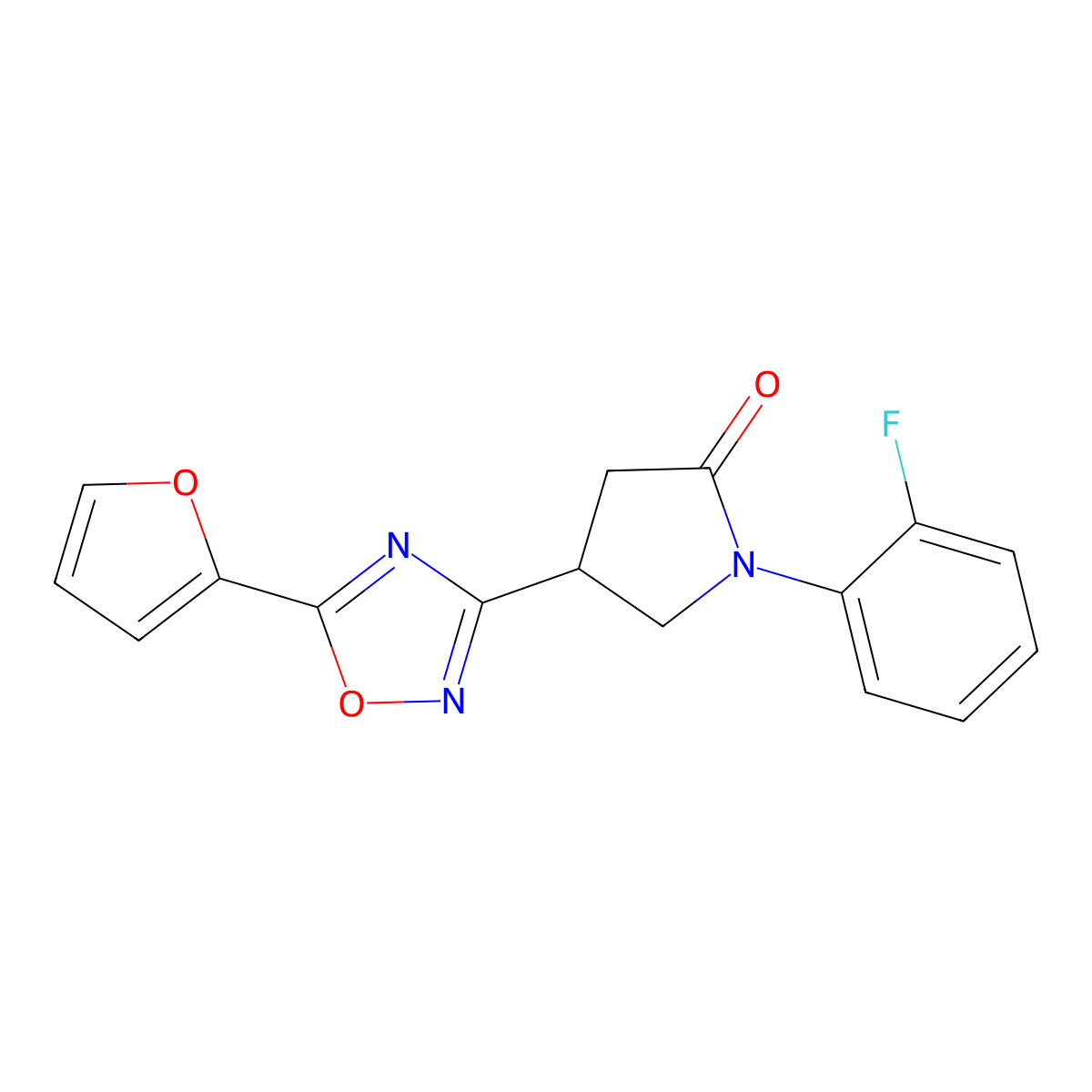 1-(2-Fluorophenyl)-4-[5-(furan-2-yl)-1,2,4-oxadiazol-3-yl]pyrrolidin-2-one molecular structure, CAS 1171889-69-2