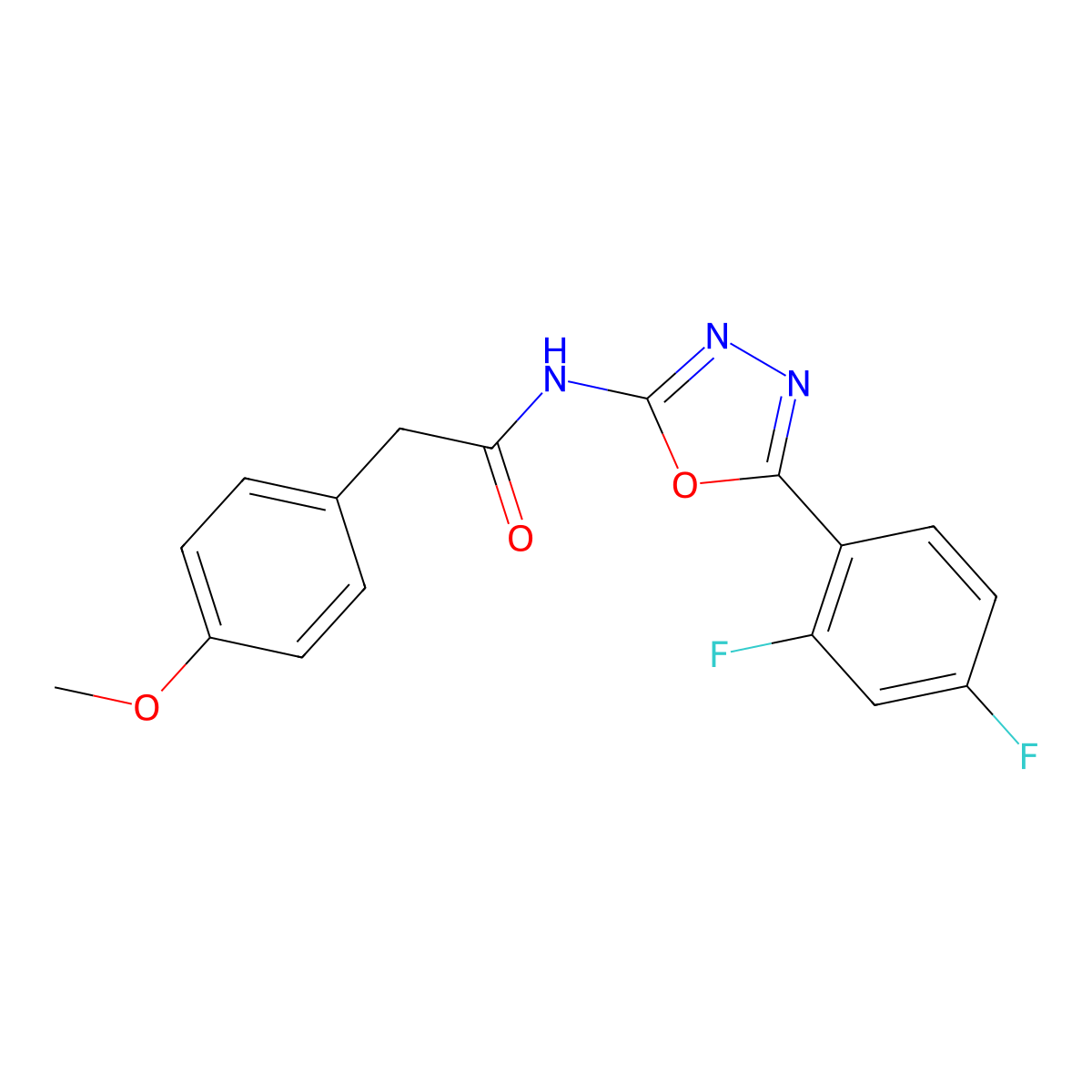 N-[5-(2,4-difluorophenyl)-1,3,4-oxadiazol-2-yl]-2-(4-methoxyphenyl)acetamide molecular structure, CAS 1171889-85-2