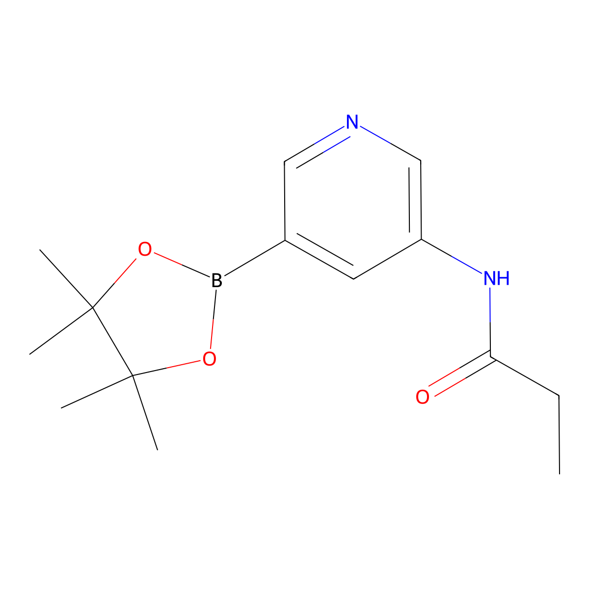 N-(5-(4,4,5,5-Tetramethyl-1,3,2-dioxaborolan-2-yl)pyridin-3-yl)propionamide molecular structure, CAS 1171891-19-2