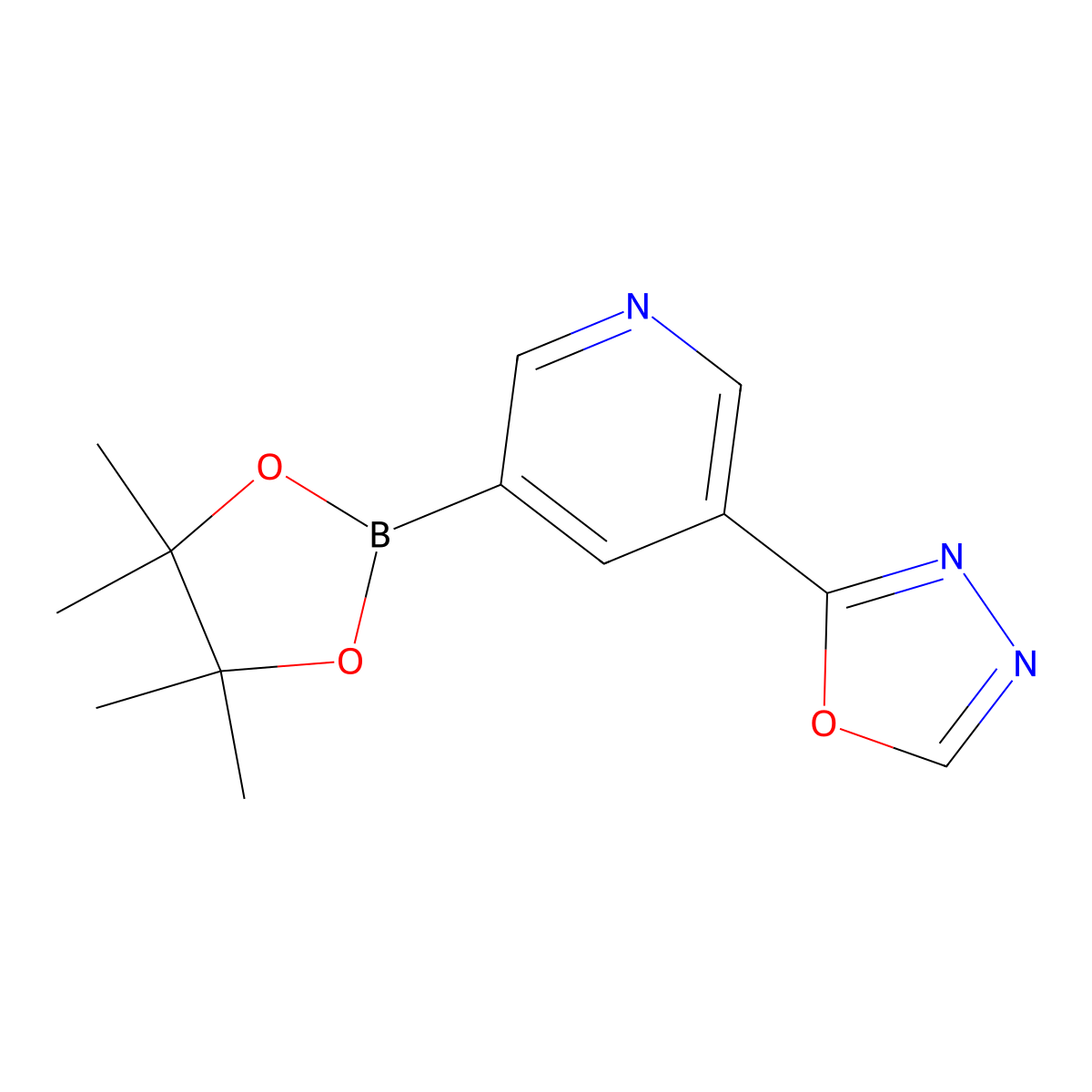 2-(5-(4,4,5,5-Tetramethyl-1,3,2-dioxaborolan-2-YL)pyridin-3-YL)-1,3,4-oxadiazole molecular structure, CAS 1171891-37-4