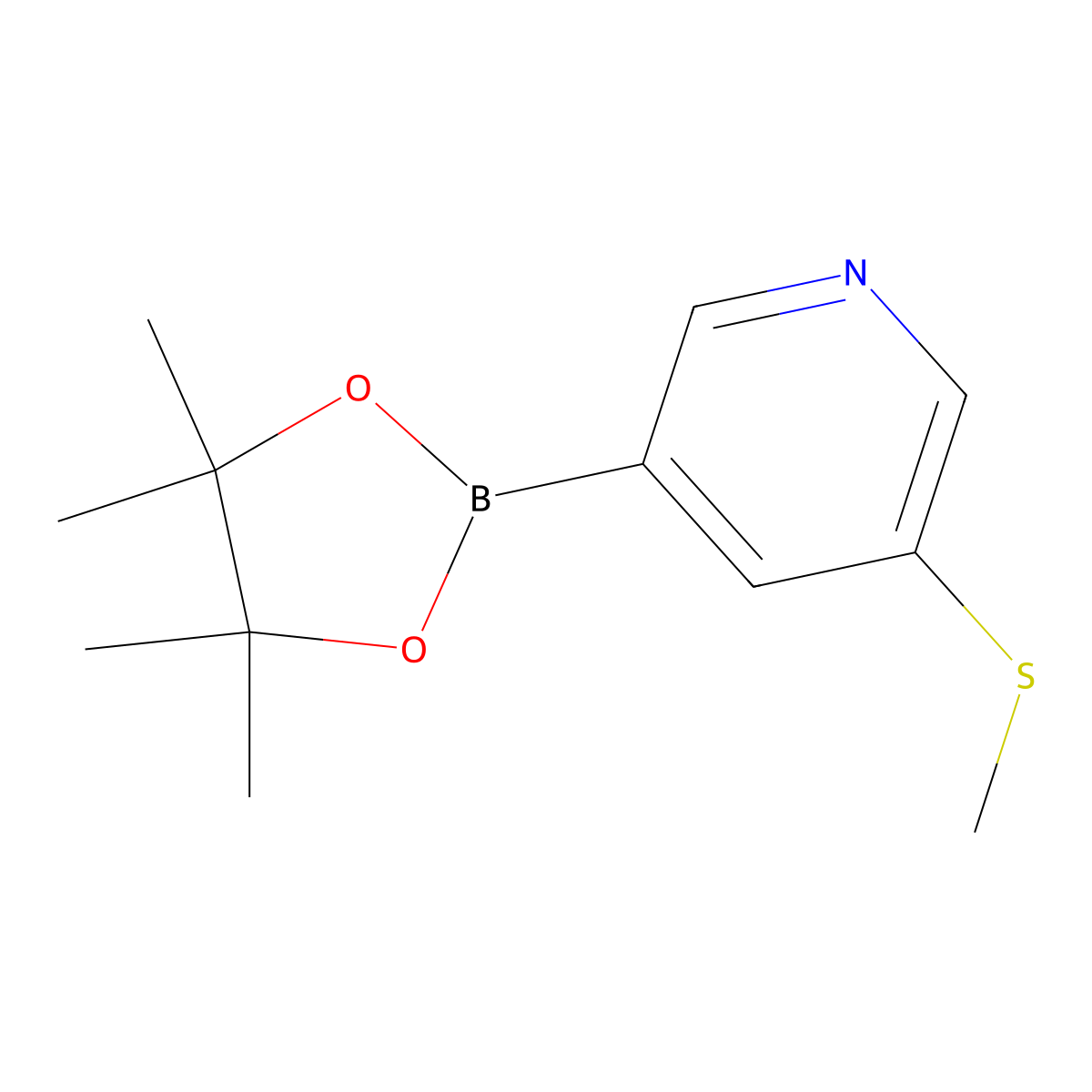 3-(Methylthio)-5-(4,4,5,5-tetramethyl-1,3,2-dioxaborolan-2-yl)pyridine molecular structure, CAS 1171891-40-9