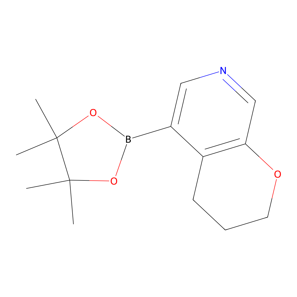 5-(4,4,5,5-tetramethyl-1,3,2-dioxaborolan-2-yl)-3,4-dihydro-2H-pyrano[2,3-c]pyridine molecular structure, CAS 1171891-50-1