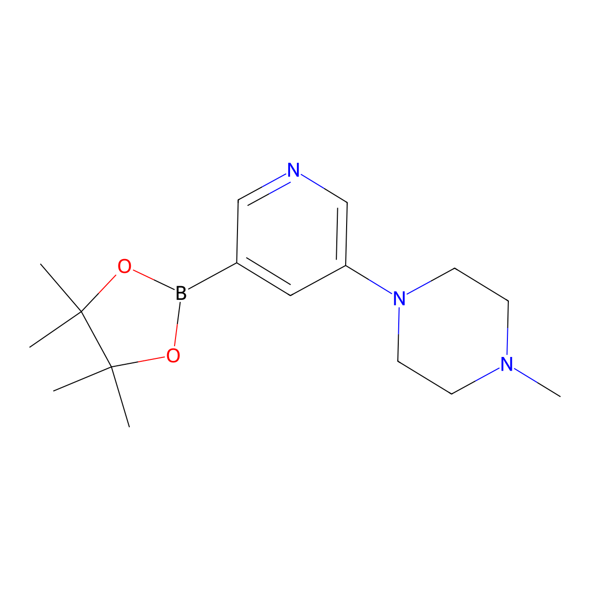 1-Methyl-4-(5-(4,4,5,5-tetramethyl-1,3,2-dioxaborolan-2-YL)pyridin-3-YL)piperazine molecular structure, CAS 1171892-37-7