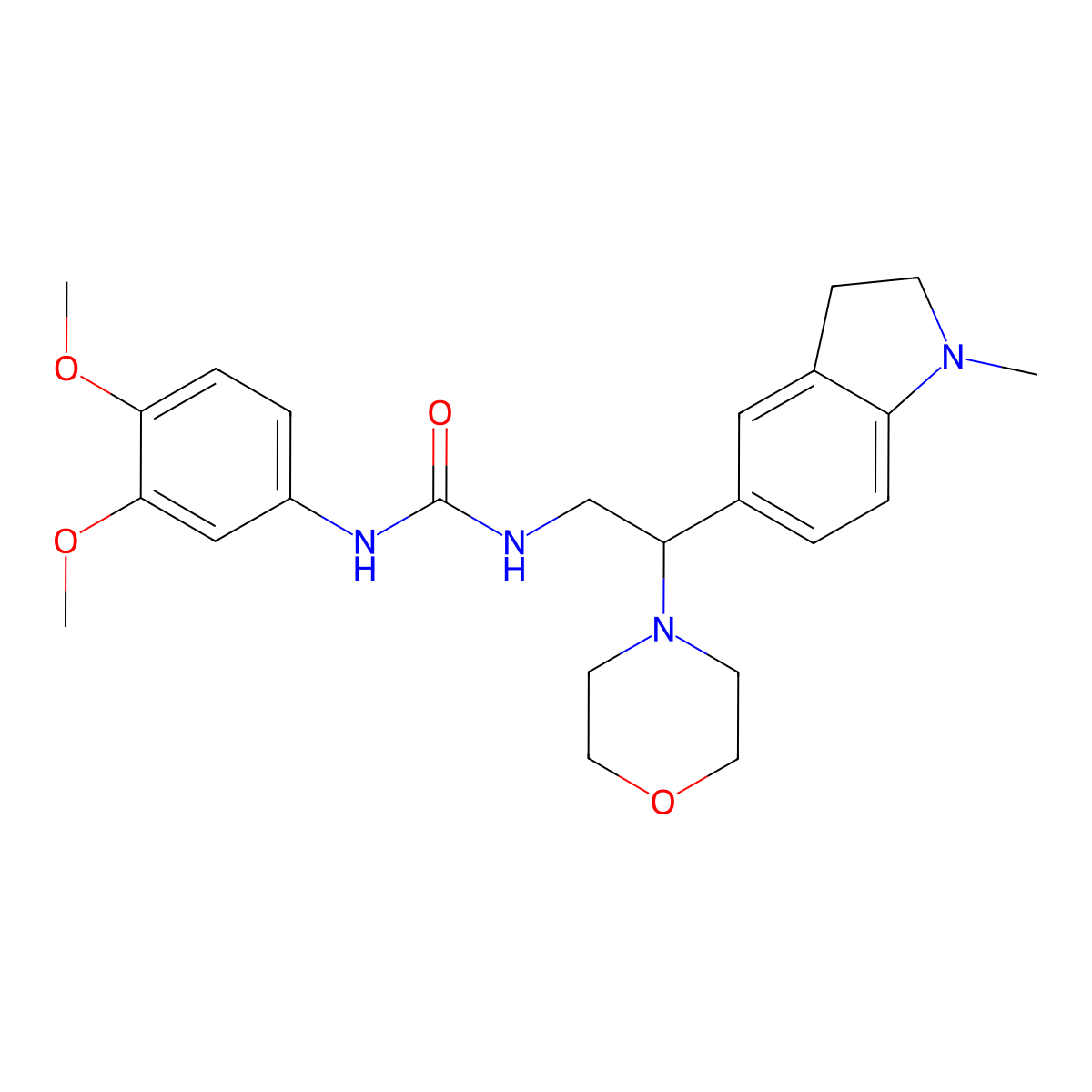 1-(3,4-Dimethoxyphenyl)-3-(2-(1-methylindolin-5-yl)-2-morpholinoethyl)urea molecular structure, CAS 1171895-32-1