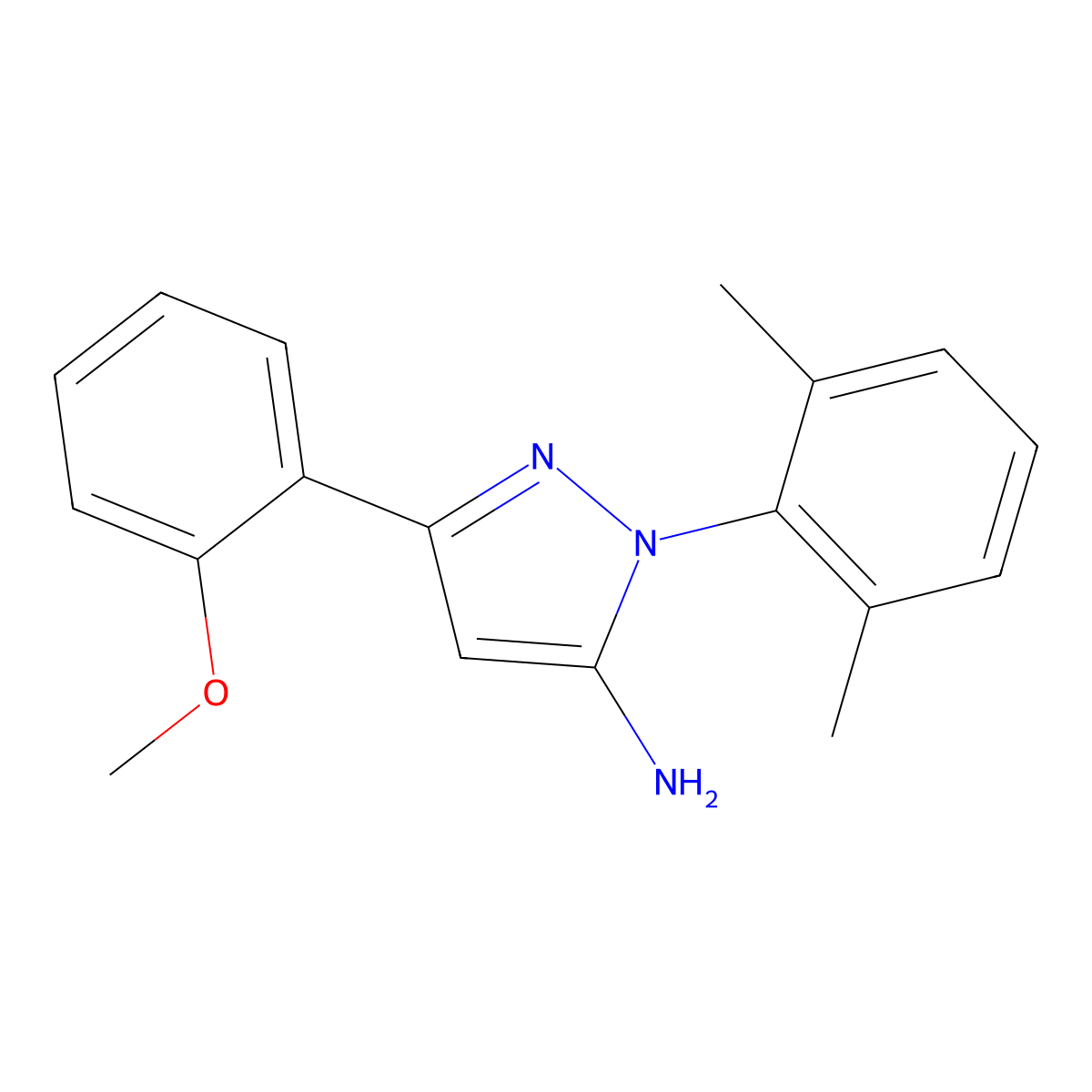 1-(2,6-dimethylphenyl)-3-(2-methoxyphenyl)-1H-pyrazol-5-amine molecular structure, CAS 1171896-46-0
