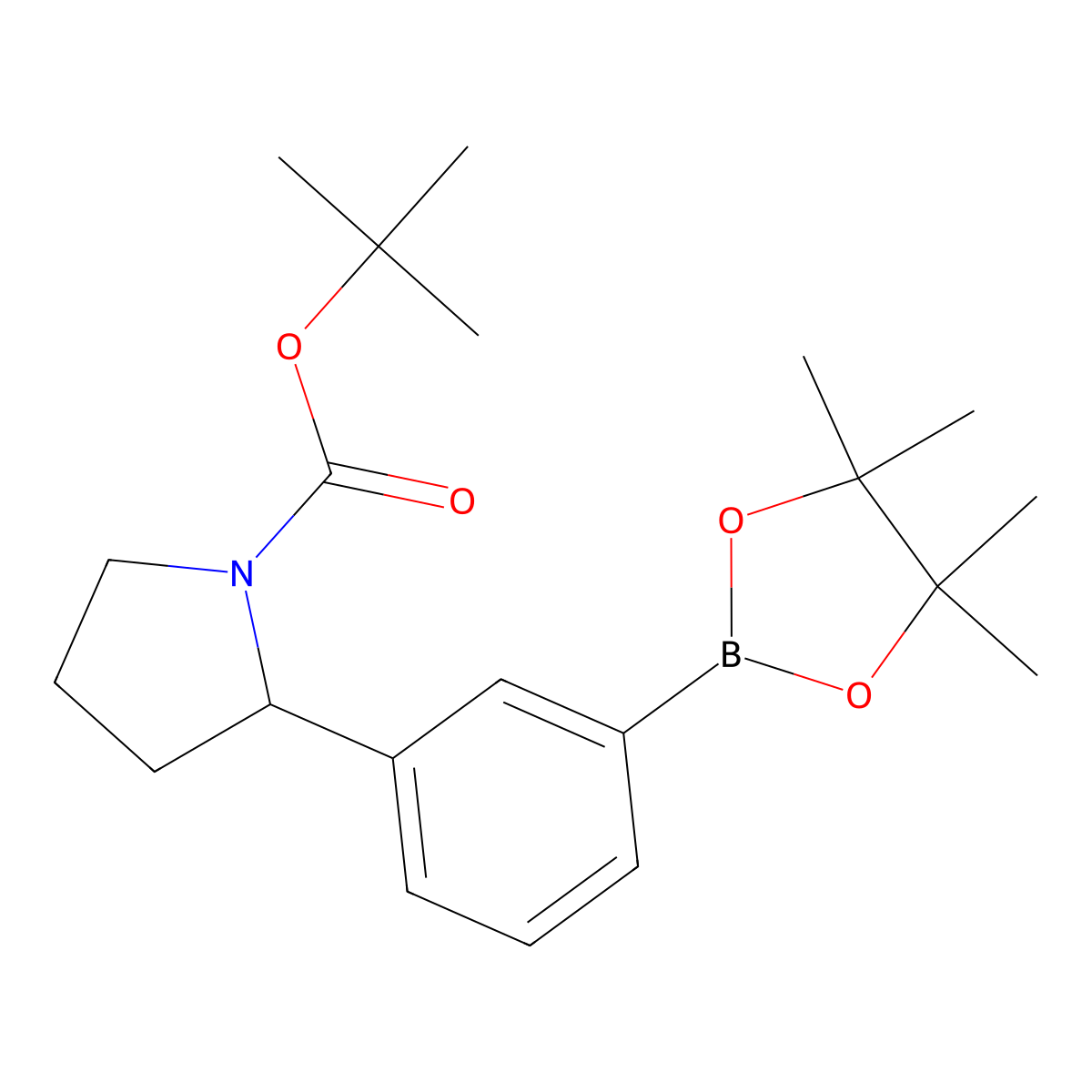 Tert-butyl 2-(3-(4,4,5,5-tetramethyl-1,3,2-dioxaborolan-2-yl)phenyl)pyrrolidine-1-carboxylate molecular structure, CAS 1171897-02-1