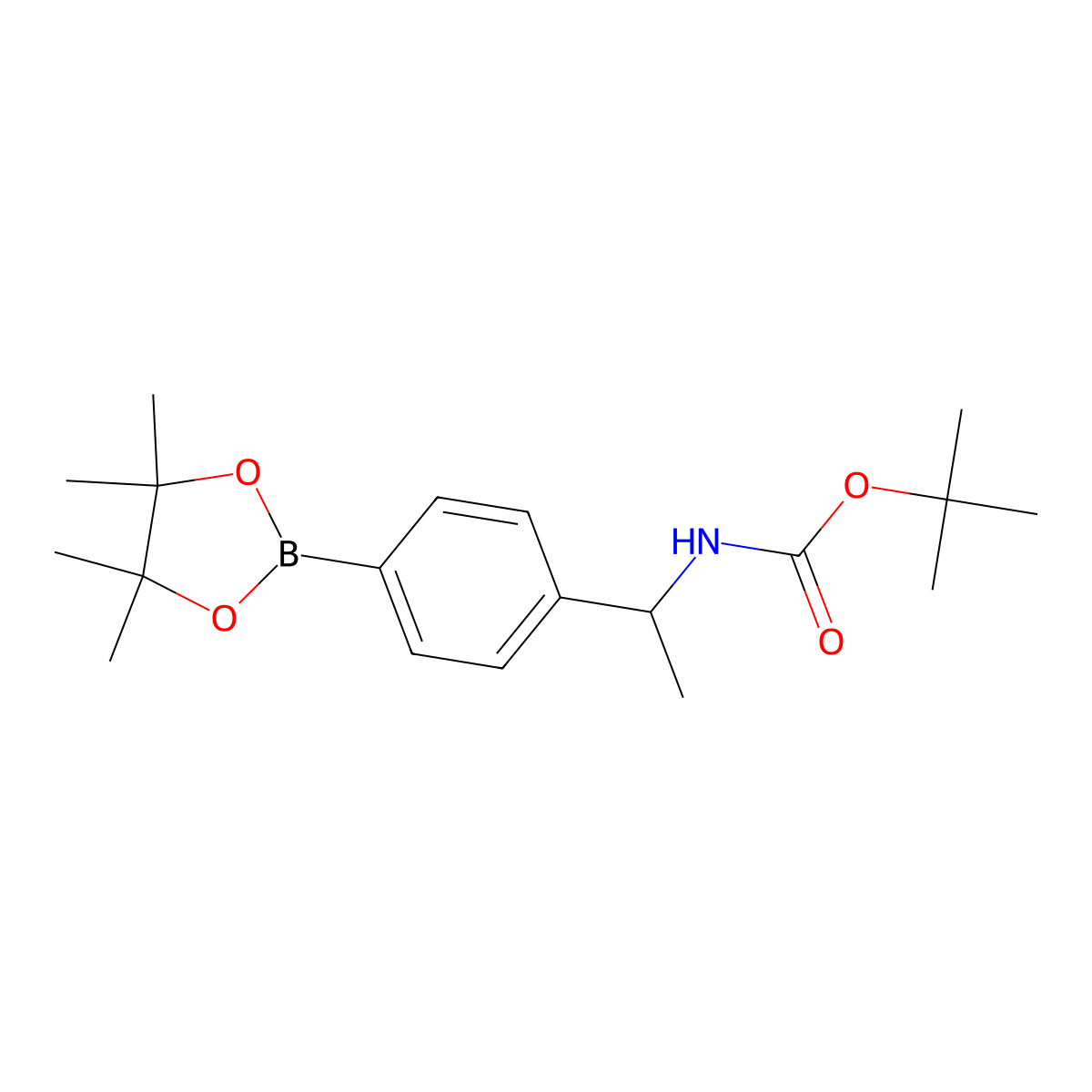 (S)-tert-butyl (1-(4-(4,4,5,5-tetramethyl-1,3,2-dioxaborolan-2-yl)phenyl)ethyl)carbamate molecular structure, CAS 1171897-03-2