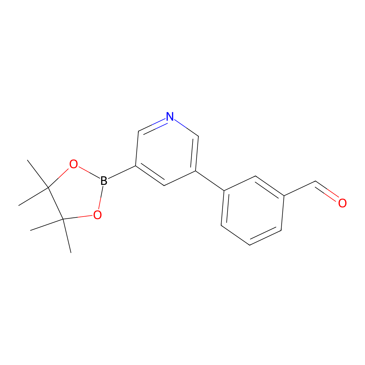3-(5-(4,4,5,5-Tetramethyl-1,3,2-dioxaborolan-2-YL)pyridin-3-YL)benzaldehyde molecular structure, CAS 1171897-32-7