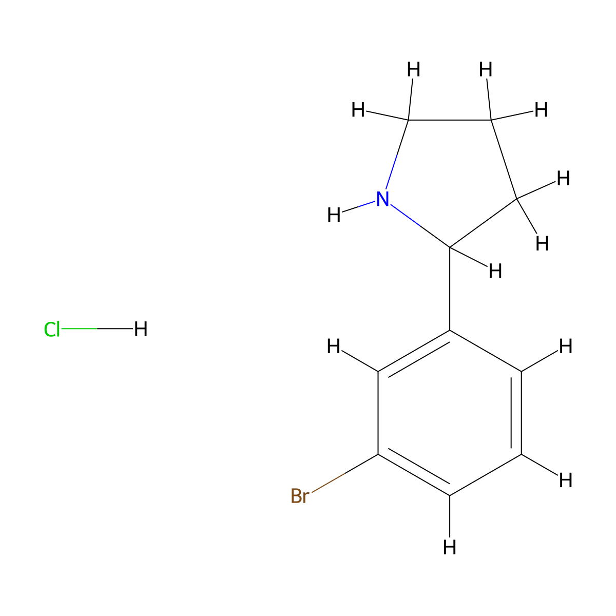 2-(3-Bromophenyl)pyrrolidine hydrochloride molecular structure, CAS 1171898-22-8