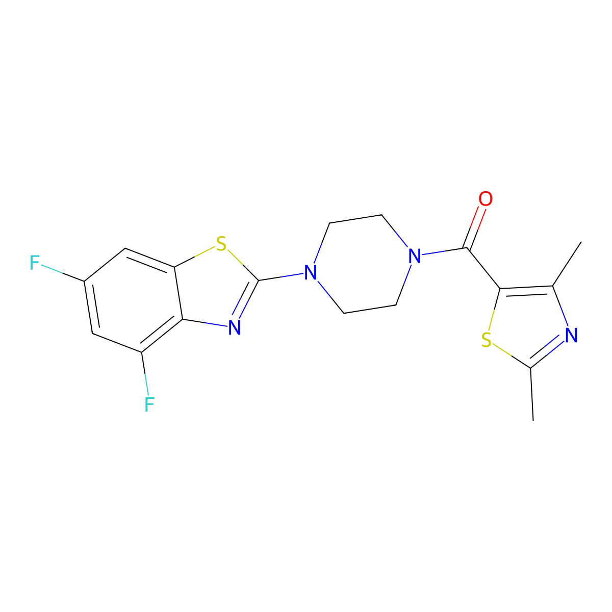 (4-(4,6-Difluorobenzo[d]thiazol-2-yl)piperazin-1-yl)(2,4-dimethylthiazol-5-yl)methanone molecular structure, CAS 1171899-44-7