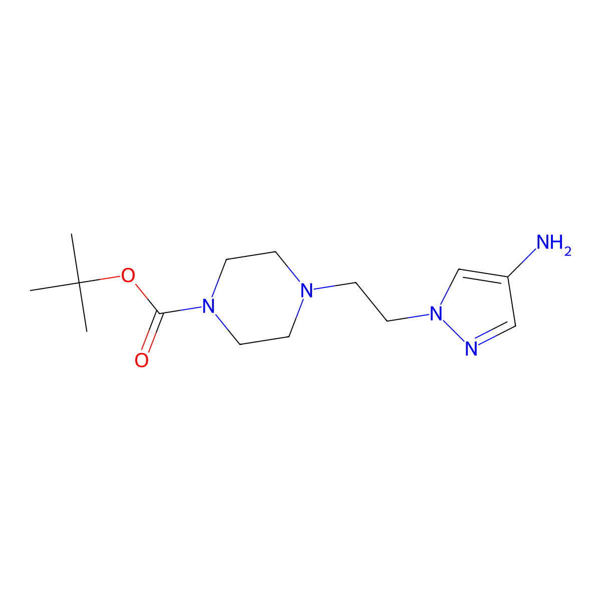 tert-Butyl 4-[2-(4-Amino-1H-pyrazol-1-yl)ethyl]piperazine-1-carboxylate molecular structure, CAS 1171901-11-3