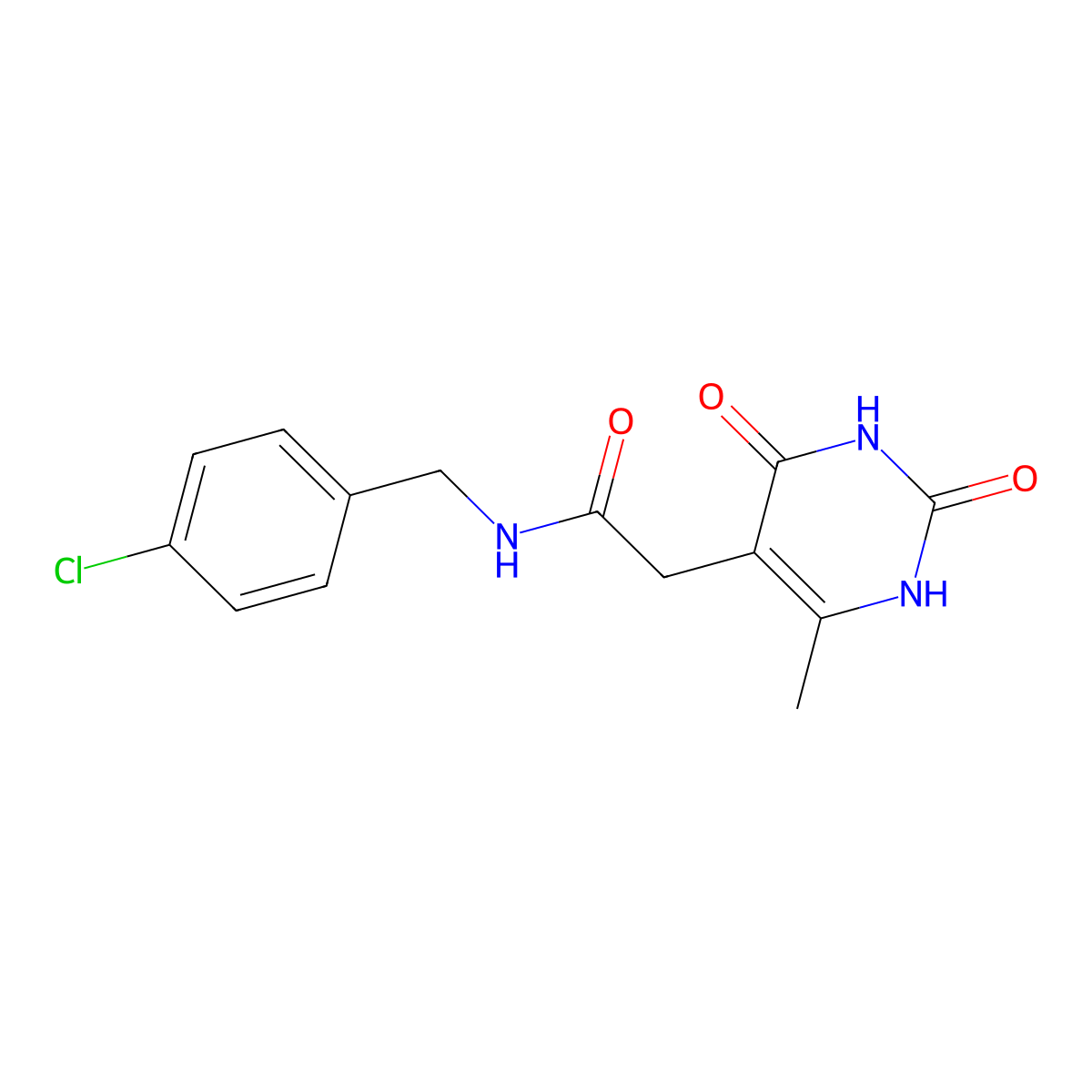 N-(4-chlorobenzyl)-2-(6-methyl-2,4-dioxo-1,2,3,4-tetrahydropyrimidin-5-yl)acetamide molecular structure, CAS 1171902-08-1