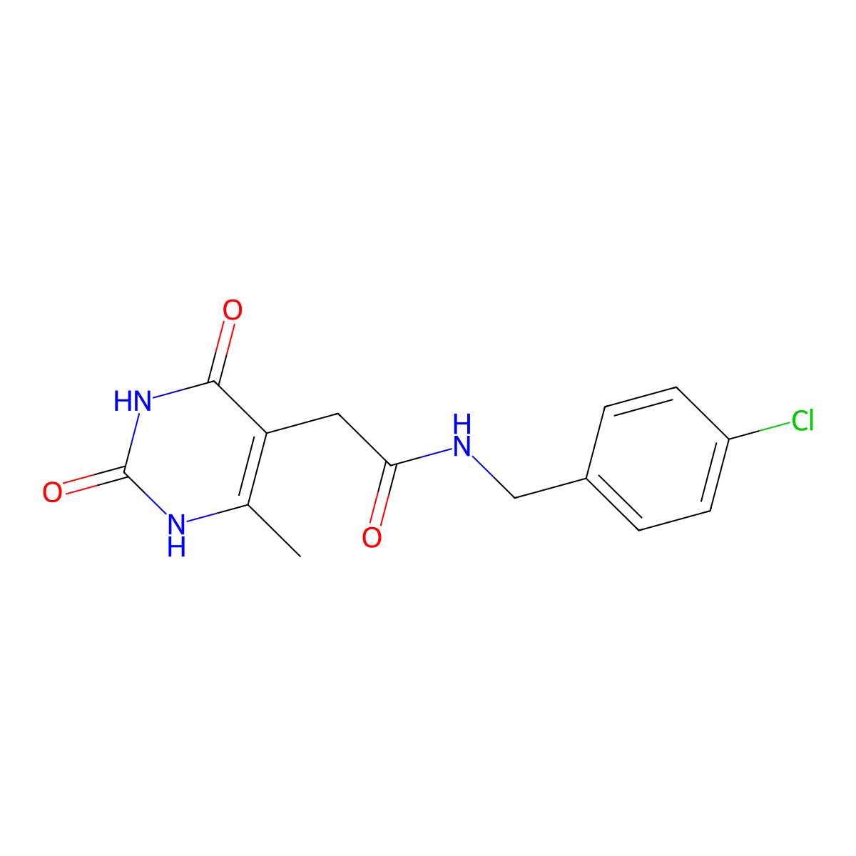 N-(4-chlorobenzyl)-2-(6-methyl-2,4-dioxo-1,2,3,4-tetrahydropyrimidin-5-yl)acetamide molecular structure, CAS 1171902-08-1